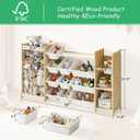 EXPERLAM 3-in-1 Toy Storage Organizer, Stuffed Animal Holder & 3-Tier Bookcase, Solid Wood Toy Organizer with 12 Storage Bins, Space-Saving Toy & Book Shelf for Kids Rooms, Bedroom, Playroom, White, Large