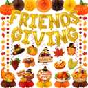 Friendsgiving Party Decorations, Friendsgiving Decorations Kit includes Friendsgiving Letter Balloons Honeycomb Centerpieces Leaf Garland, Fall Friends giving Thanksgiving Indoor Outdoor