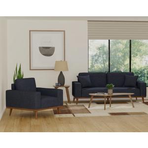 2 Piece Emerald Home Furnishings Lake View Presley Upholstered Sofa Loveseat and Single Sofa set in Navy Aqua (Leg Pegs and Hardware Included) (Single 37Wx37L inches & Loveseat 82Wx37L inches)