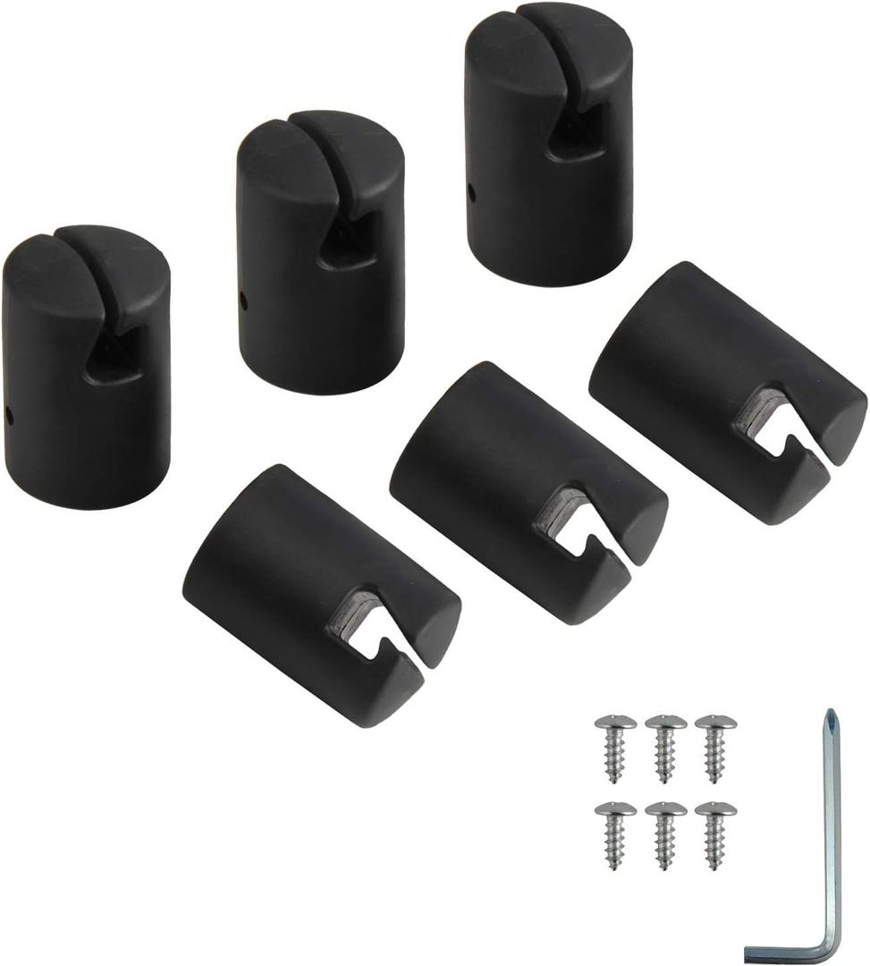 Trampoline Enclosure Pole Cap for Flat Steel Sheet Top Ring System, 6 Pieces, Black, Only Fit in 32mm(1.26in) Diameter Trampoline Pole