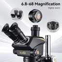 Trinocular Stereo Microscope, 6.8X-68X Zoom,WF10x23 Wide Field Eyepieces,