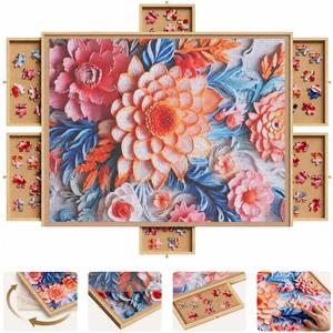 Rotating Puzzle Board w 6 Drawers & Cover for 1500 Pieces, Jigsaw Boards, Medium-1500pcs