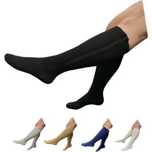 HealthyNees Seniors Care 15-20 mmHg Compression Leg Calf Closed Toe Zipper Socks, 5X-Large