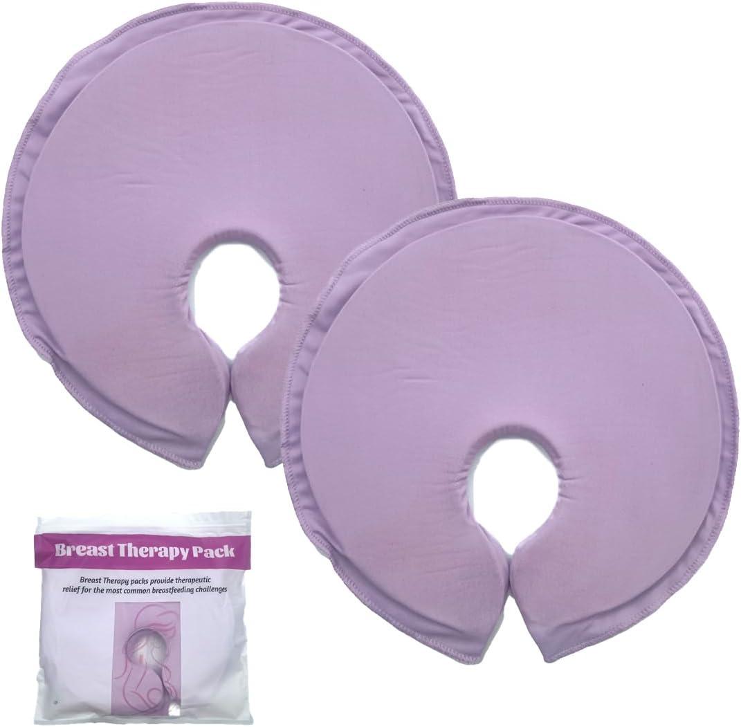 Reusable Breast Ice Packs, Breast Therapy Pack, Breastfeeding Essentials, for Breastfeeding Relief, Engorgement, Swelling Augmentation, Mastitis, Mastectomy Recovery, 2 Pack, Purple (Elastic Gel)