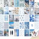 97 Decor Coastal Wall Art - 40 Pcs Blue Ocean Art Prints, Beachy Collage, Summer Pictures, Beach Wall Decor For Bedroom Dorm (4x6)
