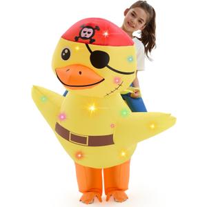 Kids Inflatable Costume Christmas Blow up Animal Costumes with LED Light Riding on Costume for Cosplay Girls Boys