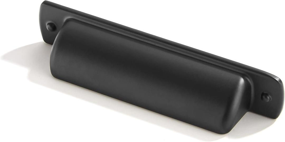 khtumeware 10 Pack 3" Drawer Pulls Matte Black Cabinet Cup Pulls Kitchen Hardware Cabinet Handles Drawer Handles Knobs 3 inch Hole Center