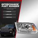 Nakkaa Driver Side Halogen Headlight Assembly Compatible with 2013-2015 Ram 1500 2500 3500 w/Bulb DRL Chrome Trim Projector Front Left Headlamp 68093217AD