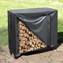 4 FT Firewood Rack Cover, Outdoor Log Rack Cover, 600D Oxford Waterproof Heavy Duty outdoor firewood Storage rack cover with Buckle, Cover Only (Black)