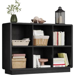 ChooChoo 6 Cube Storage Organizer, Wooden Bookcase with Storage, Cube Storage Bookshelf for Bedroom and Home Office, Black