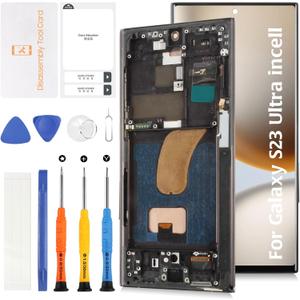 InCell S23 Ultra Display Screen Replacement (No Fingerprint Function) with Phantom Black Frame for Samsung Galaxy S23 Ultra SM-S918B/U/U1/W LCD Screen Touch Digitizer Assembly