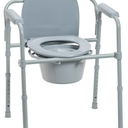 Drive Medical 11148-1 Folding Steel Bedside Commode Chair, Portable Toilet, Supports Individuals Weighing Up To 350 Lbs, with 7.5 Qt. Bucket and 13.5 Inch Seat, Grey