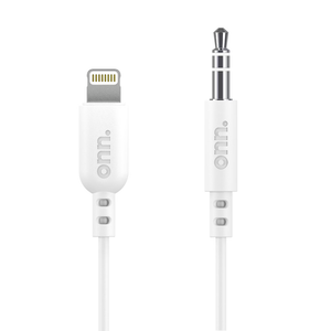 onn 3ft Lightning to 3.5 mm Audio AUX Cable, MFI Certified, White - Compatible with iPhone 14/13/12/11/X/XR/XS/8/7/6/5, iPad, and more