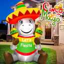 TURNMEON 6 Ft Tall Cinco De Mayo Inflatable Decorations Outdoor Sitting Donkey with Taco Sombreros Fiesta Maracas LED Lights Blow Up Holiday Party Indoor Yard Garden Lawn May 5 Mexican Summer Decor