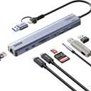 BIAZE 9-in-1 USB/ USB C Hub Adapter for MacBook, iPhone, 3 USB Ports (2xUSB 3.0, USB 2.0), 100M Ethernet, SD/ TF Card Reader, 3.5mm Audio, 2X USB-C Data Ports, No Driver Required