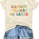 JINTING Mama Shirt Women Happiest Mama On Earth T-Shirt Funny Magic Kingdom Tee Shirts Short Sleeve Tops L