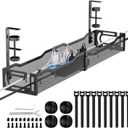 Cable Management, 25'' Cable Management Under Desk No Drill, Metal Cord Organizer with Clamp for Standing Desk, Cable Organizer for Home Office, Black