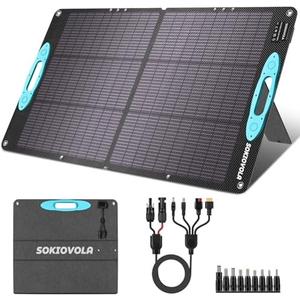 SOKIOVOLA N-Type 16BB 100W Portable Solar Panel for Power Station,ETFE Portable Foldable Solar Charger NextGen 25% High Conversion IP68 Waterproof Solar Panel for Camping Outdoor RV Blackout
