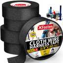 XFasten Wire Harness Tape, 3/4-Inch x 50-Foot (5-Pack), High Temp Wiring Loom Harness, Self-Adhesive Felt Cloth Electrical Tape for Automotive Engines, Noise Dampening, and Cable Protection