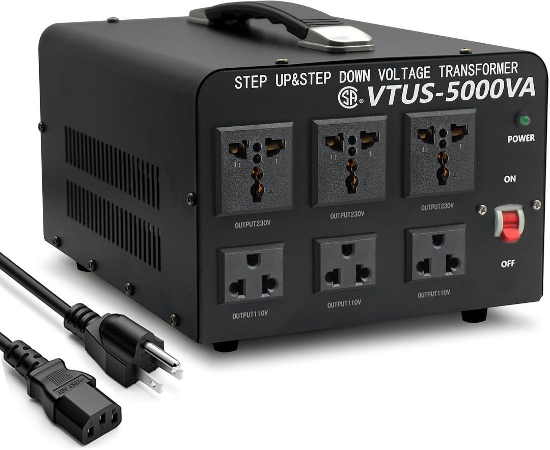 Cantonape 5000 Watt Voltage Converter Transformer - Heavy Duty Step Up/Down Convert from 110-120 Volt to 220-240 Volt and from 220-240 Volt to 110-120 Volt - Circuit Breaker Protection