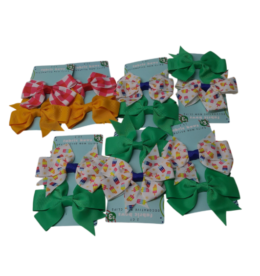 Fabric Bows 2ct DECORATIVE BOW CLIPS (7 Pack)