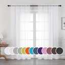 OWENIE White Sheer Curtains 84 inches Long 2 Panels Set, Sheer White Curtains for Living Room/Bedroom, Rod Pocket Voile Sheer Panel Drapes, 2pcs, Each 42" W x 84" L