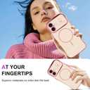 Fiyart Designed for iPhone 17 Case 2025, Cute Wave Frame Curly Shape Love Hearts Plating for Women Girls Camera Protection Compatible with MagSafe Magnetic Shockproof Bumper 6.3"-Pink