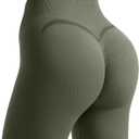 OMKAGI Smile Butt Lifting Workout Leggings for Women High Waisted Seamless Compression Yoga Pants (Green)