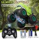 Remote Control Car for Boys Age 4-7 8-12, 50min+ Runtime Dinosaur Monster Truck Toy with Spray, Light, Music, Stunts, Birthday Gift for Boy 3 4 5 6 7 8 9 10 Year Old (Green)