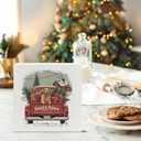 Red Truck Christmas Golden Retriever Wooden Box Sign, Gifts for Golden Retriever Lovers, Rustic Farmhouse Winter Wood Block Sign for Home Office Desk Shelf Table Decor, 5x5 Inch (white -26)