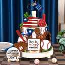 FairySandy 13 Pcs Baseball Tiered Tray Decor Wooden Baseball Table Centerpieces Decor Rustic Wooden Sport Game Sign for Fans Theme Party Supplies