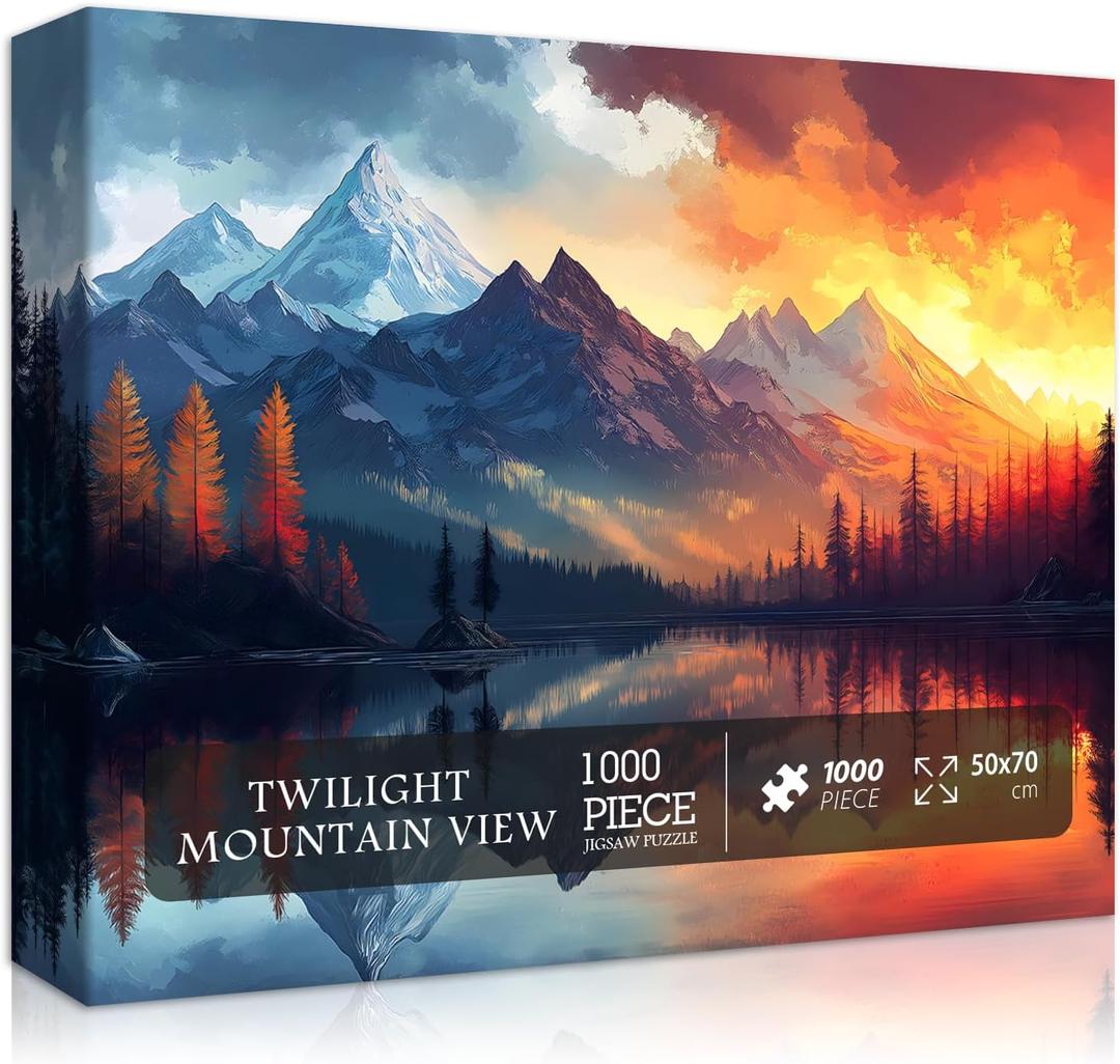 Mountain Puzzles for Adults 1000 Pieces, Nature Forest Landscape Art Jigsaw Puzzles Scenic Trees, Colorful Gradient Sunset Themed, Challenging for Adults