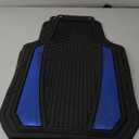 Custom Accessories 4-Piece Anodized Sport Floor Mats, All-Weather Car Floor Mats, Trim-to-Fit Mats for Cars, Trucks, SUVs, All-Season Automotive Floor Mats - Black/Blue