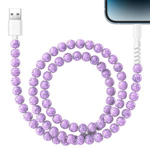 2 x HianDier for iPhone Charging Cord [MFi Certified] 3.3 FT for iPhone Charging Cable 3A Stylish Turquoise Bead USB to iPhone Cable Compatible with iPhone 14 13 12 11 Pro Max XS XR 8 7 6s Plus-Purple