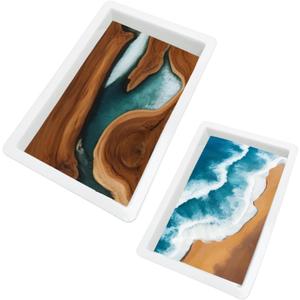 2Pcs Extra Large Reusable Epoxy Resin Table Mold 19x11x3 inch 15.7x9.8x3 inch Rectangles Epoxy Resin Molds for River Table, Coffee Side Table, Cutting Board, Charcuterie Board, Art Panel