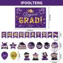Graduation Decorations 2026 Set - Purple Themed Congrats Grad Banner, Backdrop, Hanging Swirls, Balloons - Complete Party Supplies for High School, College Graduation Decorations (Purple)