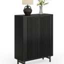 LITTLE TREE 6-Tier Shoe Cabinet with Doors for Up to 24 Pairs, Large Wooden Shoe Storage Cabinet with Adjustable Shelves, Black Freestanding Shoe Organizer Cabinet for Entryway, Hallway