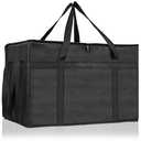 PEASUG Insulated Bags for Food Delivery, XXXL Pizza Delivery Bags, Large Capacity Cooler Bag Keep Food Warm for Grocery Shopping and Catering, Foldable, Heavy-Duty (Black)
