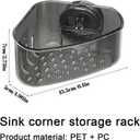 2PCS Sink Organizer Rack for Kitchen for Sponges, Scrubbers, Sink Corner Drain Box,with Adhesive Suction Cup Mount(Black)