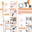 Drain Snake Auger 33 Feet, Plumbing Snake Drain Hair Clog Removal Tool, Heavy Duty Toilet Snake Auger, Sink Unclogger Drain Cleaner Tool for Bathroom Kitchen Tub Shower Drain Clog Remover with Gloves