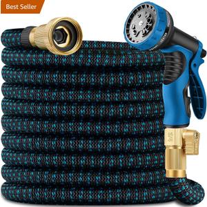 100 ft Expandable Garden Hose - Ultra Flexible,Durable Collapsible Latex Core & Solid Brass Fitting, No Kink-Free Expanding Garden Pipes Hose - RV, Gardening Marine and Camper Water Garden Hoses