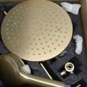 Lavatrum Brushed Gold Shower Faucet Set, Wall Mount Rain Shower System 10 Inches, and Handheld Shower Included Rough-in Valve and Trim Kit