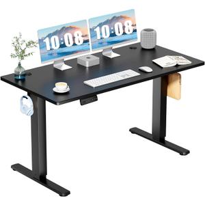 DUMOS 55 Inch Electric Standing Desk Height Adjustable, Sit to Stand Computer Workstations Large Work PC Table Home Office Writing Gaming Desks with Memory Presets for Walking Pad, Bedroom, Black