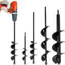 Auger Drill Bit for Planting 4 Pack, Garden Ground Earth Spiral 3/8" Hex Drive Drill, Easy Bulb Post Hole Digger Flowers, Metal Bedding Digging Plant Rapid Planter Tool