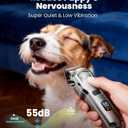 Oneisall Dog Clippers for Grooming for Thick Heavy Coats/Low Noise Rechargeable Cordless Pet Shaver with Stainless Steel Blade/Waterproof Dog Shaver for Dogs Pets and Animals (Silver)