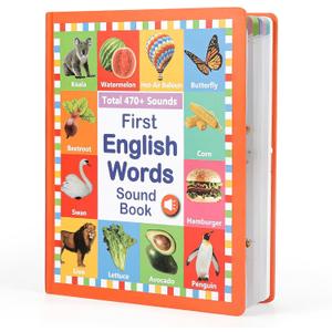 Learning Sound Books, First English Words Sound Book, 21 Themes 470+ Words Interactive Electric Learning Books for Toddlers 2-6 Year Olds, Audio Books for Kids, Gifts for Boys and Girls