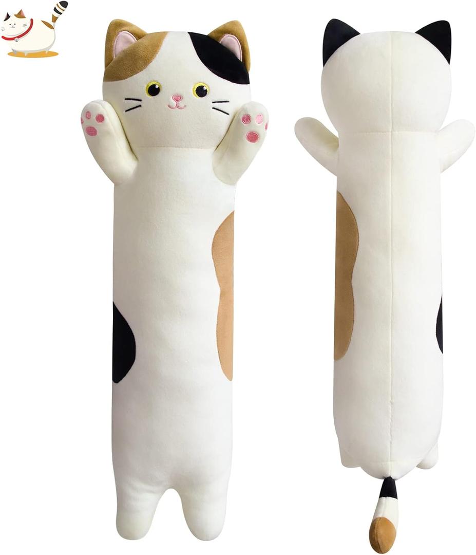 JEROKUMI Long Cat Plush Boby Pillow, 22inch Kawaii Cartoon Cat Boby Pillow Kitten Stuffed Animals for Girls, Cute Sleeping Gift for Kids, Toddler, Adult Birthday Gifts
