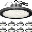 ED High Bay Lights 8pack 200W 5000K 30000LM 100V-277V 5FT US Plug AC100-277V Play& Plug&5ft Cable High Bay LED Shop Lights for Warehouse Workshop Gym Garage Barn, Size: 200W-8PACK