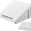 Bedluxe Wedge Pillow Cover 12inch, Bed Wedge Pillow Case with Side Pocket, Removable & Machine Washable Wedges Pillowcase Replacement with Zipper, 24"x24"x12", White Grey(Pillow NOT Include)