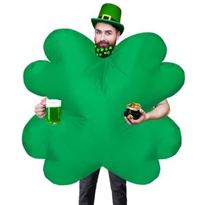 XYJKIDSES St. Patrick’s Day Inflatable Costume for Adult Inflatable Four Leaf Clover Costume Green Blow Up Funny Costume for St Particks Day Party Halloween